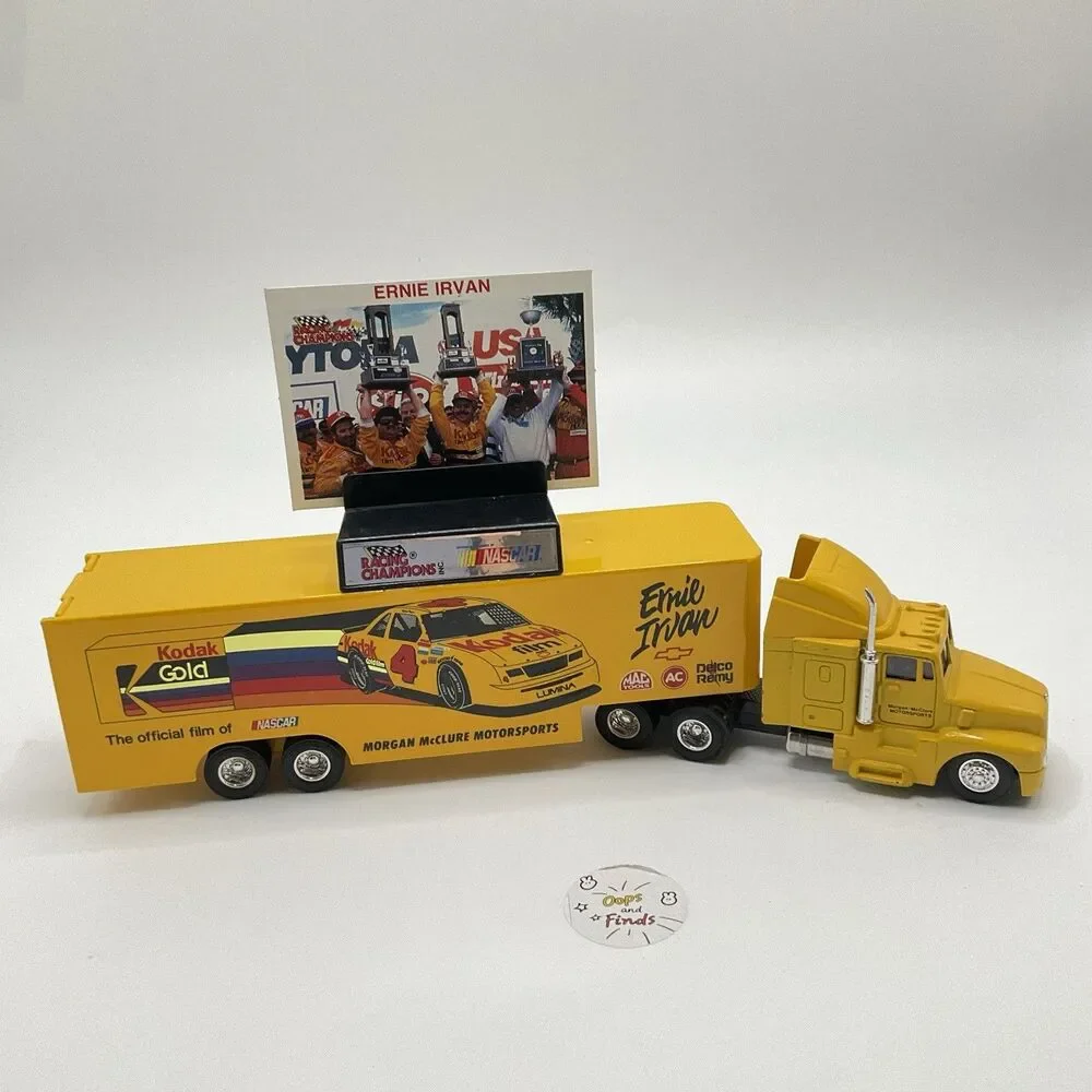 1991 Racing Champions Ernie Irvan Kodak Gold NASCAR 1:64 Transporter w/Card